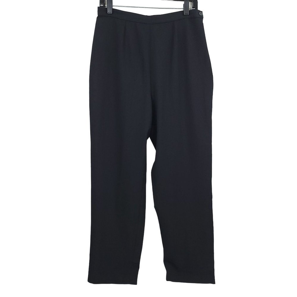 Casual Corner Black Pants Vintage Career Slacks Size 12 Made in Italy Poly Wool